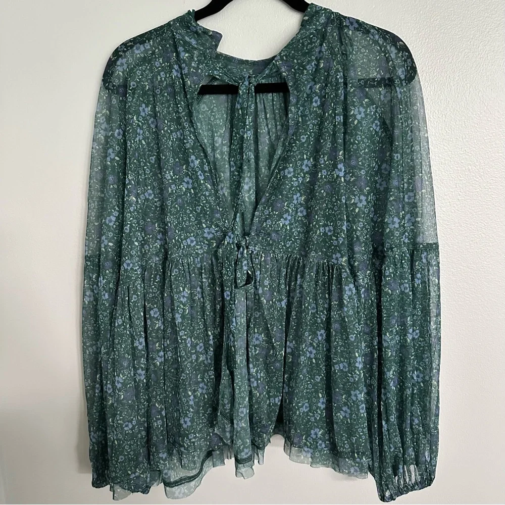 Free People Sweet Heart Top in Emerald Combo